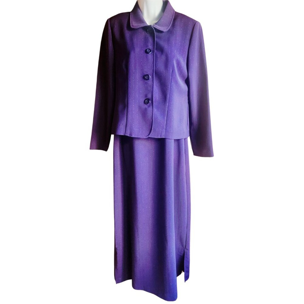 Vintage Jessica Howard Pinstriped Two Piece Suit Dress Size 8 Made in USA